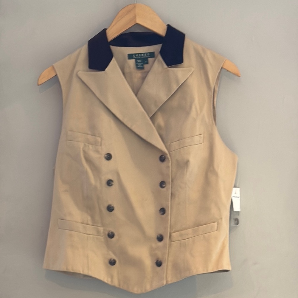 Ralph Lauren Women's Tan Double-Breasted Vest